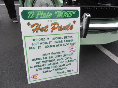 1964 Ford Ranchero - Sign details restoration and thanks for a 1972 Pinto "Hot Pants" "BOSS".