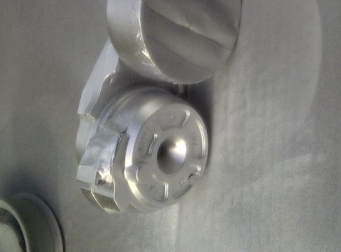 2000 Ford Crown Victoria - Idler tension pulley matte aluminum. Taped off where the belt rides and the pulley itself. Also taped off the small black tab on the top