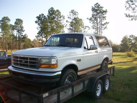 1995 Ford Bronco - This 1995 Ford Bronco is shown on a trailer in a grassy, outdoor setting.