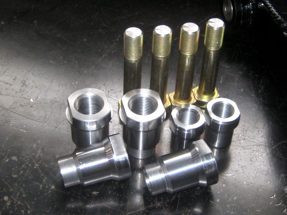 Metal steering components including threaded sleeves and bolts