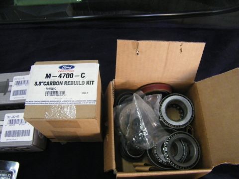 2003 Ford Crown Victoria - Open Ford Racing 8.8 differential rebuild kit showing bearings, seals and box label.