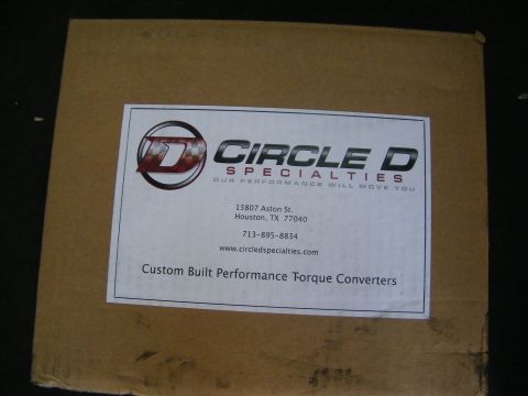 2003 Ford Crown Victoria - Cardboard carton bearing a Circle D Specialties torque converter shipping label.
