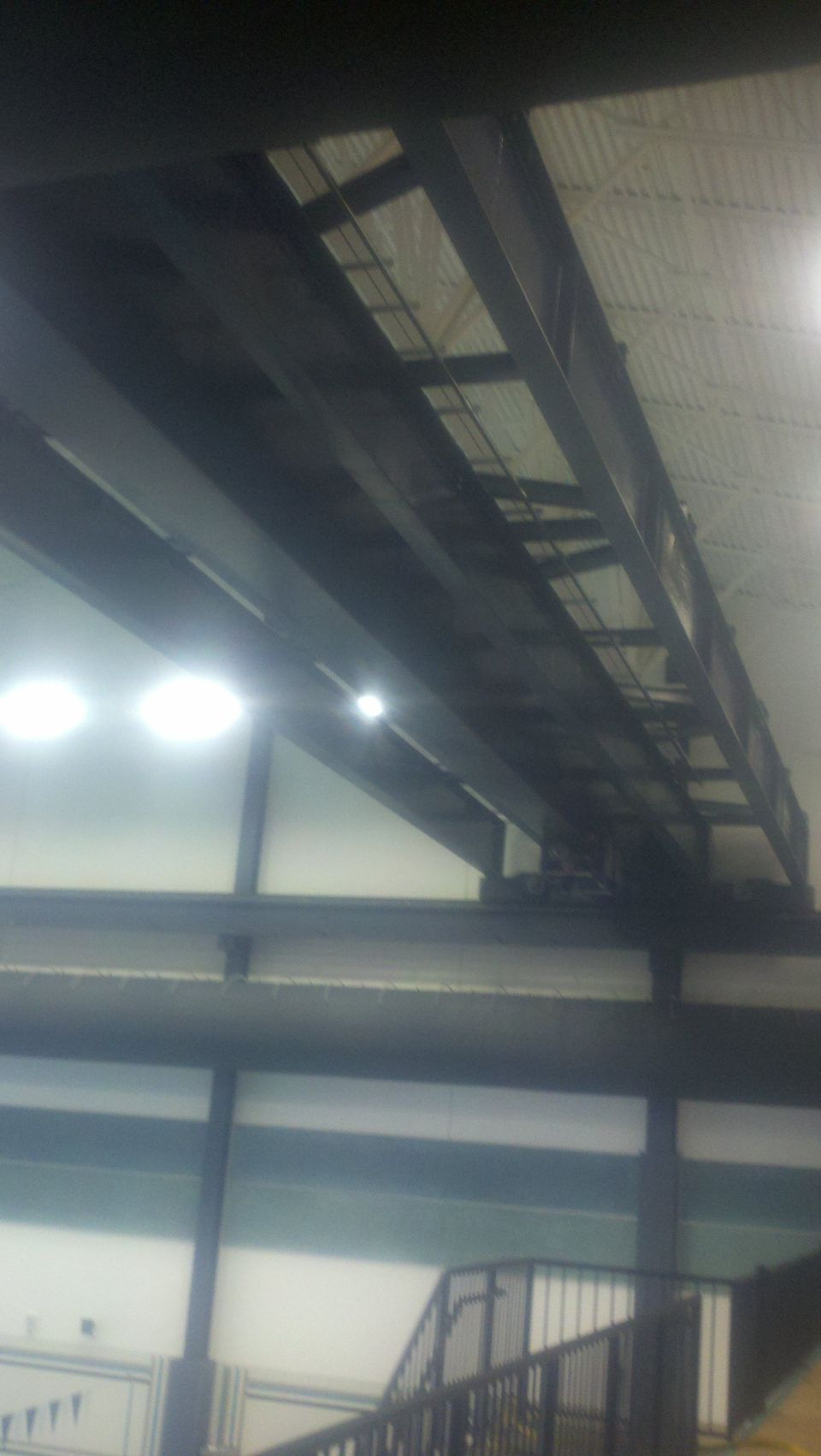 overhead crane structure in a large building