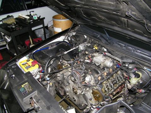 2003 Ford Crown Victoria - Engine compartment torn down to the block with timing area and harness exposed
