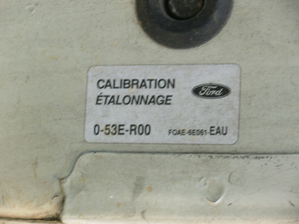 Ford calibration label 0-53E-R00 F0AE-6E061-EAU