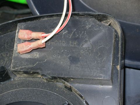 1983 Ford Bronco - Driver signal mirror LED wiring colors. If the wires are reversed, the LEDs won't work. Scratch the colors into the plate before disconnect…