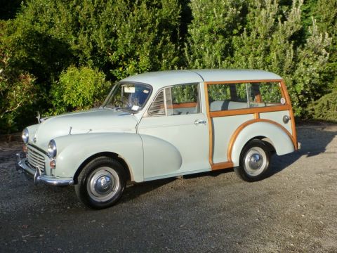 1969 MINI Cooper - Morris Minor Traveller woody wagon, a classic British car with distinctive wood paneling.