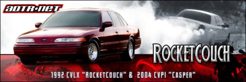 1998 Ford Crown Victoria - Two Ford Crown Victorias, a 1992 model and a 2004 model, are shown in this promotional image.