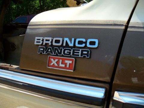 1979 Ford Bronco - Close-up of the Bronco Ranger XLT badging, confirming the model and trim.