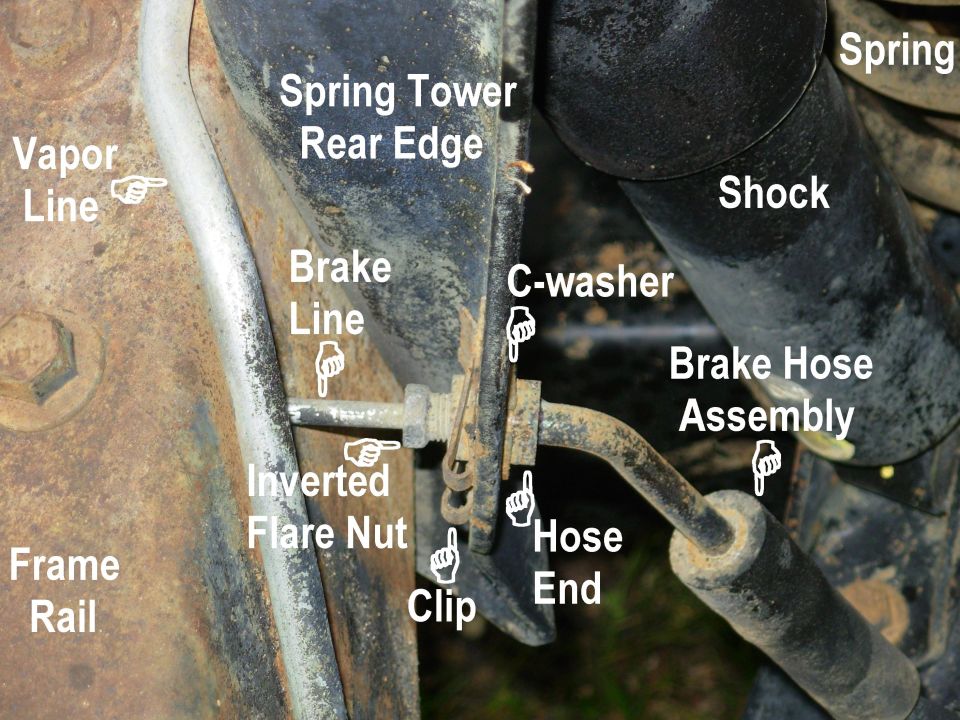 Brake Hose Clip Removal

RHF shown; others similar.

Go to the NEXT...
