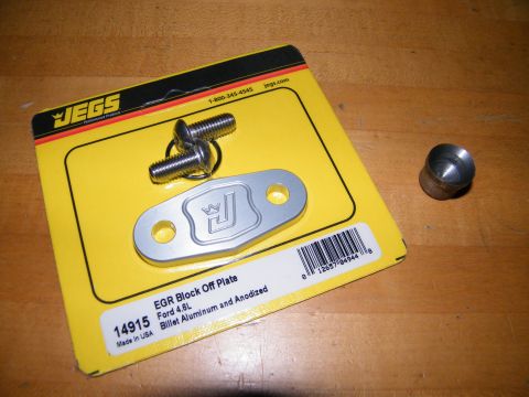 2004 Ford Crown Victoria - JEGS EGR Block Off Plate for Ford 4.6L, includes plate, bolts, and plug.