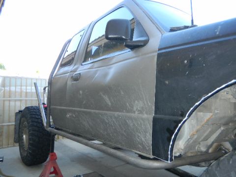 1997 Ford Ranger - This truck is undergoing body work with a new fender panel being fitted to the cab.