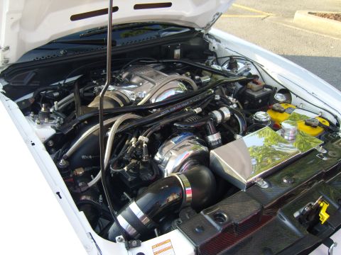 2007 Ford Mustang - Customized engine bay a turbocharger and polished components.