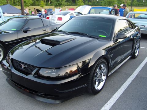 2007 Ford Mustang - A black Ford Mustang is parked at an outdoor car show with other vehicles visible in the background.