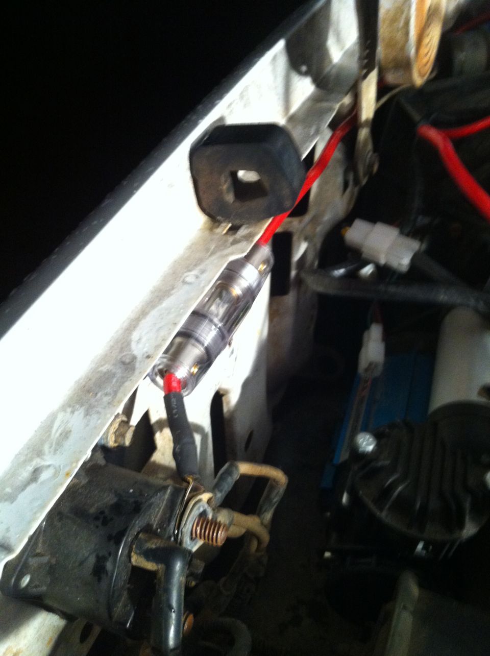 Fuse on the main feed wire to the auxiliary fuse box.
