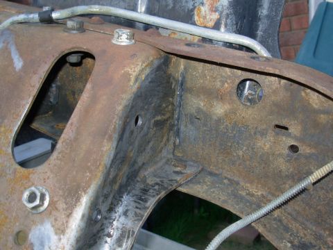 1983 Ford Bronco - Factory welds in a '93 Bronco #1 (engine) crossmember RHR.