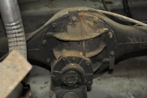 1986 Ford Bronco - Close-up view of a vehicle's rear axle differential assembly.