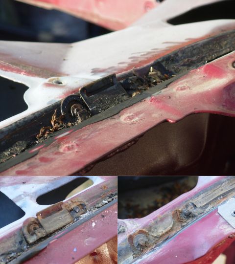 1983 Ford Bronco - The lower trim clips are buried in sealant, so it took some effort to remove them. Surprisingly, all the clips & studs are OK.