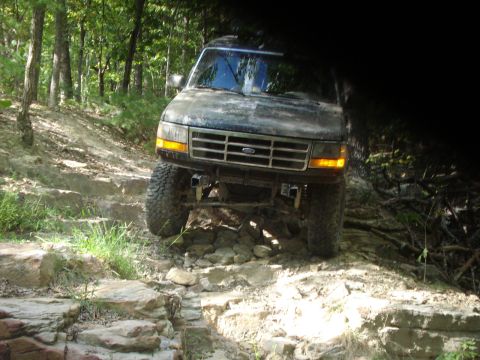 1992 Ford Bronco - This 1992 Ford Bronco is shown tackling a challenging off-road course.