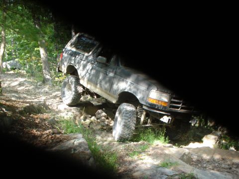 1992 Ford Bronco - This 1992 Ford Bronco is navigating a rocky off-road path.