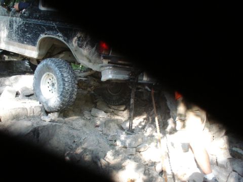 1992 Ford Bronco - This 1992 Ford Bronco is stuck on rocks during an off-roading event.