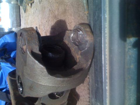 1992 Ford Bronco - This is a close-up of a driveshaft U-joint, likely removed for repair or replacement.