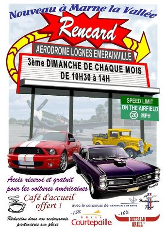 1991 Ford LTD Crown Victoria - An event poster displays American cars and a yellow truck with French text and logos.