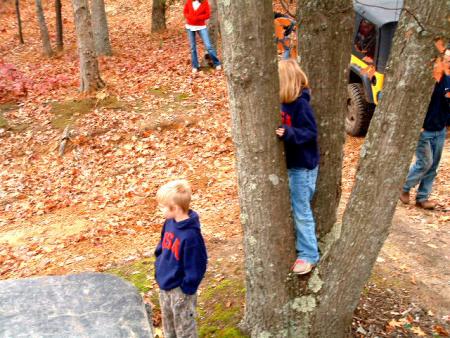 1989 Ford Bronco - My kids. Joey and Jessica, watching some of the trucks climbing a hill.