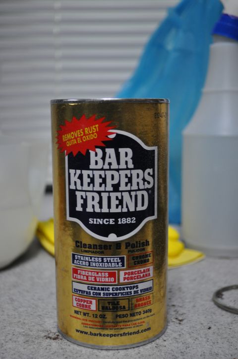 1986 Ford Bronco - Bar Keepers Friend cleanser and polish can, effective for rust removal and various surfaces.