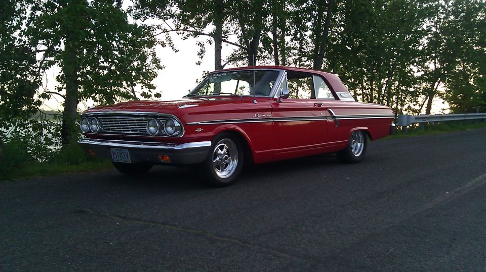 Red 1964 Ford Fairlane 3q-front view