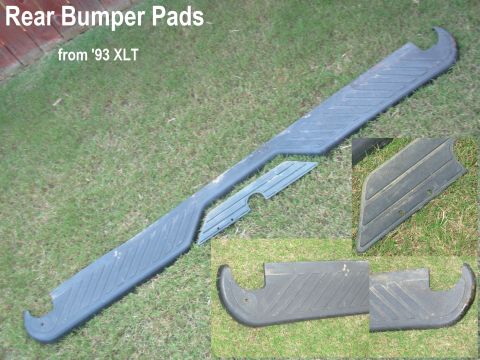 Black rubber rear bumper step pads on grass with close-up insets