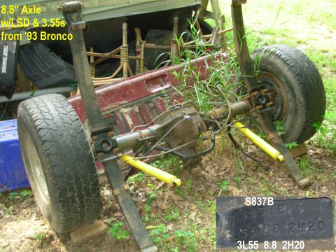 1983 Ford Bronco - SOLD 8.8" Axle from my '93 Bronco XLT body donor Apparently unopened with 3.55 gears & TracLok diff Available with or without springs,…