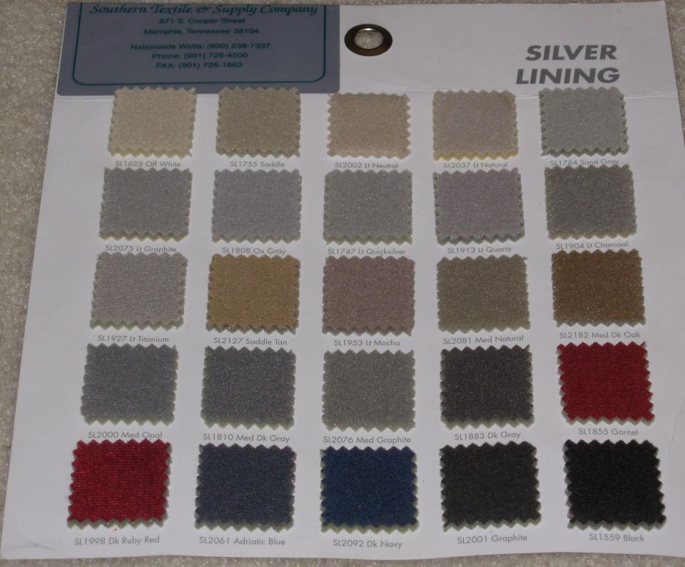 I used Medium Natural.  A third of a yard was in the $30 range, and more than enough for 3 visors (I botched one).

Ford '92-97 tan is SL1953 Lt.Mocha; '94-97 gray is SL2000 Med.Opal.
