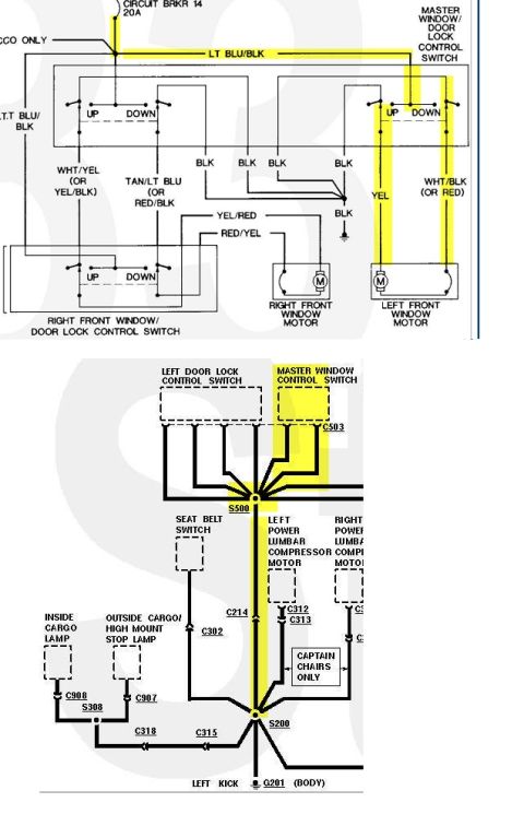 1992 Ford Bronco - This diagram details electrical components and wiring for vehicle interior functions.