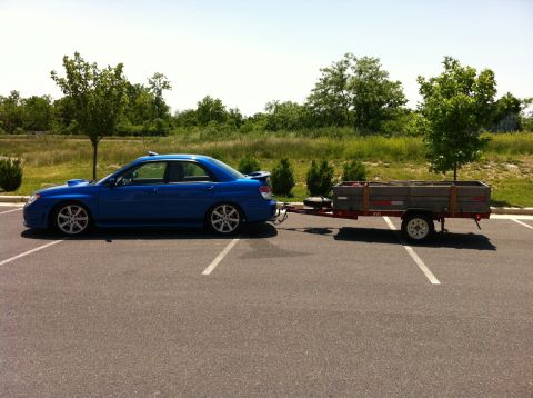 2007 Subaru Impreza - Cusco Zero-2E Coilovers, 5" receiver, harbor freight 4x8 folding trailer
