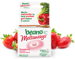 1976 Ford Bronco - Beano Meltaways Strawberry flavor supplement packaging with fruit and vegetable imagery.