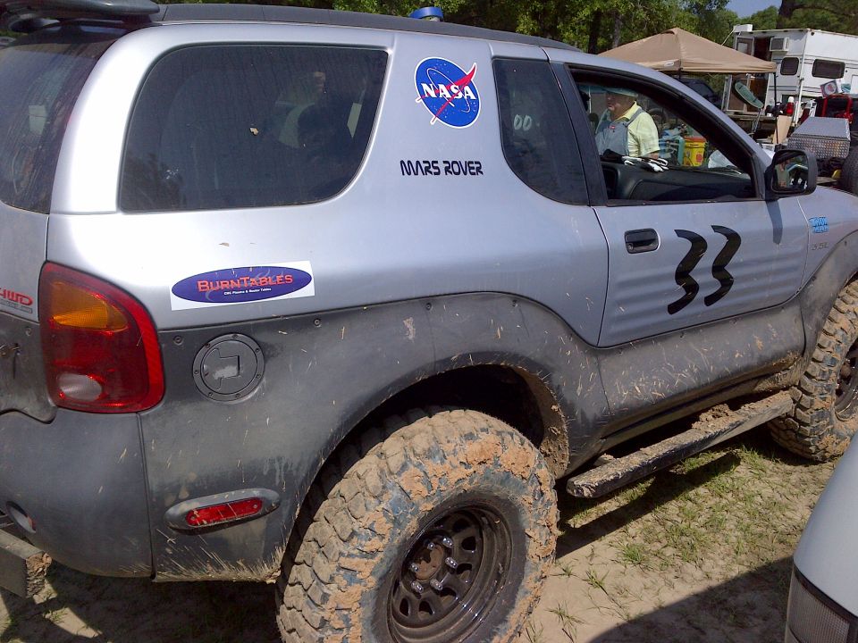 Silver SUV with NASA Mars Rover decals and number 33 on the door