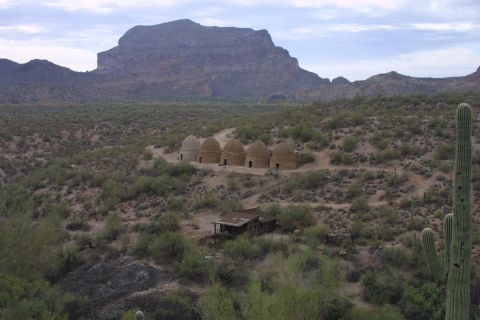 1994 Ford Bronco - A view of historic coke ovens in a desert landscape, with a saguaro cactus in the foreground.