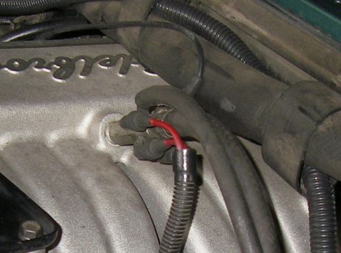1990 Ford Bronco - Close-up of an engine intake manifold, identified by its "Holley" script, with attached vacuum lines and wiring.