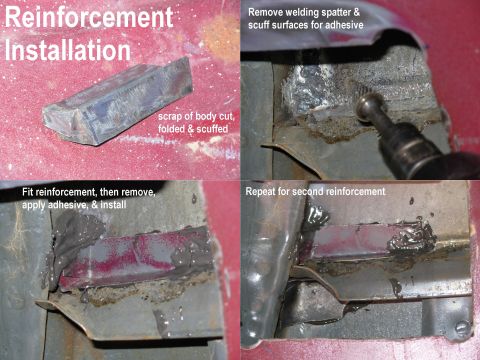 1983 Ford Bronco - After rough-bending some scrap metal into shape, test-fit it & adjust it a few times. Then scuff all the surfaces for the adhesive, and lay…