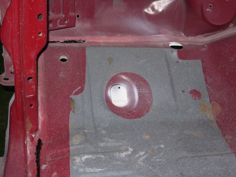 1983 Ford Bronco - I filled some cracks between the floorpan & the firewall, and under the threshhold.