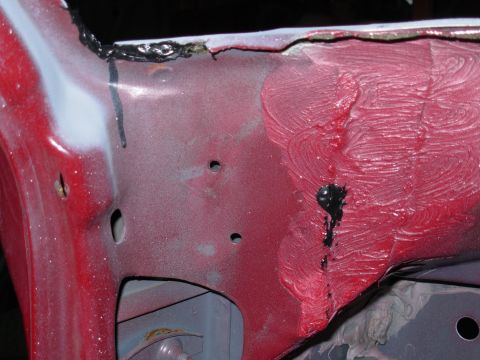 1983 Ford Bronco - The run is some old windshield sealer. I filled a gap along the w/s seam, and in that cowl seam.