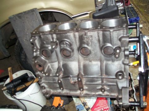 1989 Ford Probe - Engine block on a stand, part of a project.