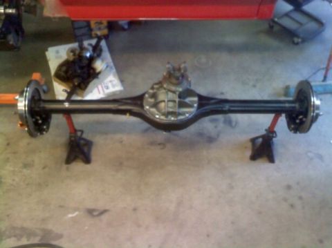 1988 Ford Bronco - Rear axle assembly on jack stands, possibly for a Ford Bronco.