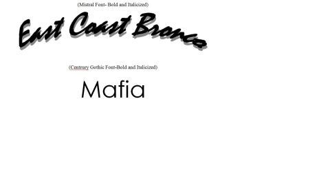 1982 Ford Bronco - This document displays "East Coast Bronco Mafia" in stylized fonts, with a Supermotors.net watermark.