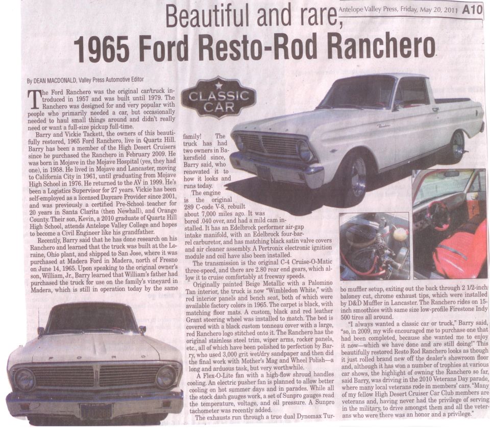 The local paper chooses a different classic to feature in the Friday paper. That week somebody nominated me, so they did a story on it.