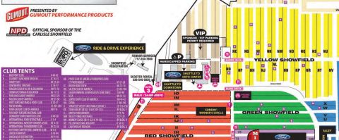 1966 Ford Fairlane - This map details the layout of the Carlisle Showfield, including various show areas and vendor information.