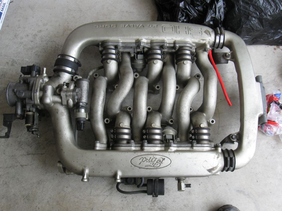 Ford SHO V6 intake manifold with 'Ford' oval logo and '3.0L 24 VALVE DOHC' text