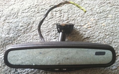 1993 Ford Bronco - This interior rearview mirror features a compass and temperature display, along with a wire harness.