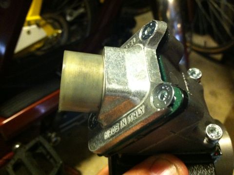 1981 Garelli Rally Sport - Close-up of an aluminum engine part labeled 'MADE IN ITALY', suggesting it is not a 1981 Garelli Rally Sport.